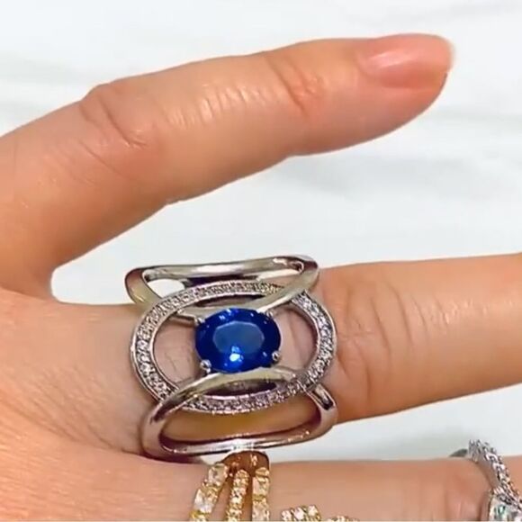 💙Sapphire & Diamond Eternity Band🩵 - Picture 15 of 17